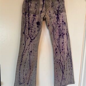 AG Adriano Goldschmied Purple Splatter Ankle Jeans